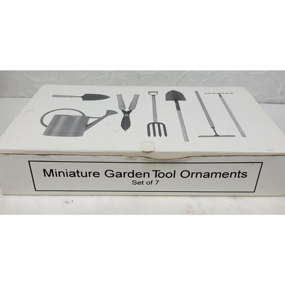 Vtg Department 56 Garden Ornaments Set of 7 Mini Christmas Tree Decor New in Box - Picture 7 of 14